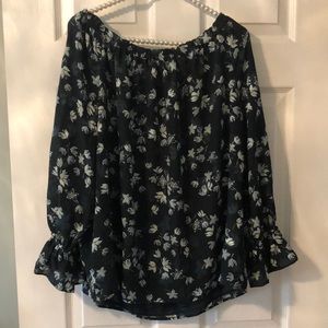 Dark green floral blouse